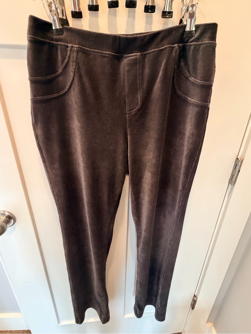 Lildy B Corduroy Pants Womens Large Black Pull On Stretch Slim Leg